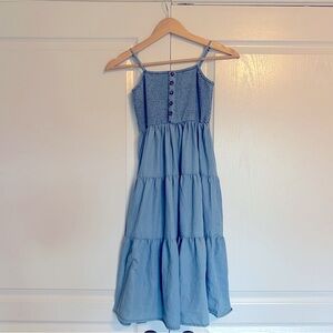 white christmas dresses Rosette Denim Mini Tube Dress in Light-Denim main image 0